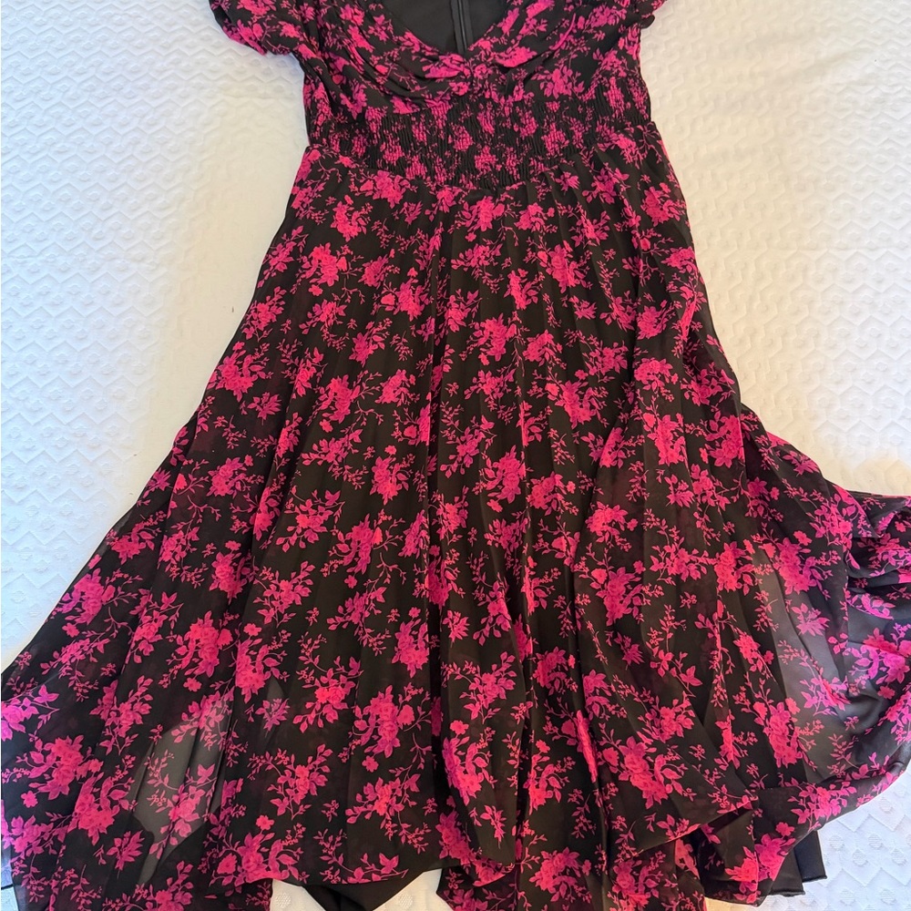 Floral Pink and Black Dress